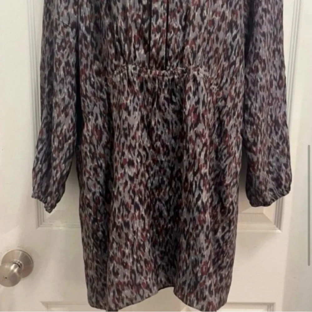 Comptoir Des Cotonniers Silk Dress Drop Waist V-Neck Abstract-Size 6 US- EUC